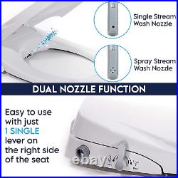 Dual Nozzle Manual Bidet Toilet Seat for round Toilets with Soft Close Seat and