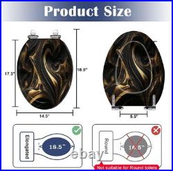 Durable Elongated Toilet Seat with Unique Fluid Art Easy Clean and Install