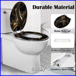 Durable Elongated Toilet Seat with Unique Fluid Art Easy Clean and Install