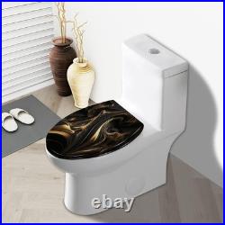 Durable Elongated Toilet Seat with Unique Fluid Art Easy Clean and Install