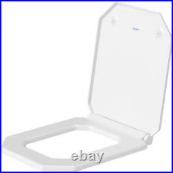 Duravit Toilet Seat 17x14x1.75 Square Front Soft Close Durable Plastic White