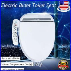 Electric Elongated Bidet Toilet Seat Heated Anti-Bacterial Seat Twin Nozzles