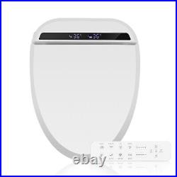 Electric Smart Bidet Toilet Seat Elongated Soft Close Bidet Warm Seat White