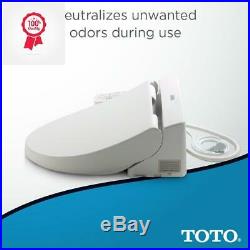 Electronic Bidet Toilet Seat with Pre-Mist Elongated Cotton White Self Clean Wand