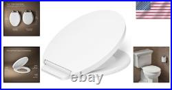 Elegant Quiet Close Round Toilet Seat with Grip-Tight Bumpers Easy Install