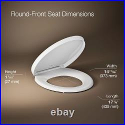 Elegant Quiet Close Round Toilet Seat with Grip-Tight Bumpers Easy Install