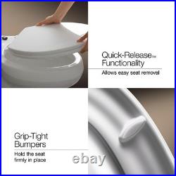 Elegant Quiet Close Round Toilet Seat with Grip-Tight Bumpers Easy Install