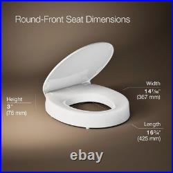 Elevated Quiet-Close Round Toilet Seat 3 Rise for Enhanced Accessibility