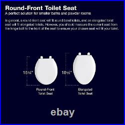 Elevated Quiet-Close round Toilet Seat Contoured Grip-Tight Bumpers Biscuit