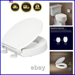 Elevated Round Toilet Seat Soft Close Grip-Tight Bumpers Quick-Attach 3 Inch