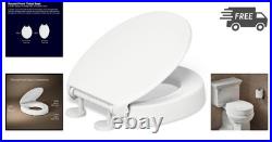 Elevated Round Toilet Seat Soft Close Grip-Tight Bumpers Quick-Attach 3 Inch