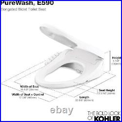 Elongated Bidet Toilet Seat KOHLER 8298-0 Purewash E590 Heated White