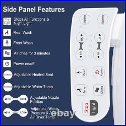 Elongated Bidet Toilet Seat Plastic Warm Water Heated Seat Vortex Wash