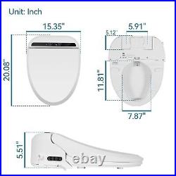 Elongated Electronic Smart Toilet Bidet Seat Nightlight Warm Heated Dry Clean