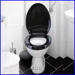 Elongated Slow Close Plastic Toilet Seat in Black (Pack of 4)