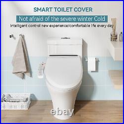Elongated Smart Bidet Toilet Seat Automatic Heated Warm Air Dryer Night Light