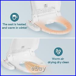 Elongated Smart Electric Bidet Toilet Seat Automatic Induction Heated Dry Light