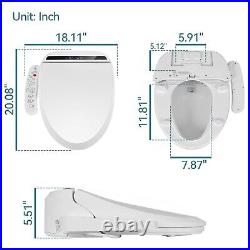 Elongated Smart Electric Bidet Toilet Seat Automatic Induction Heated Dry Light