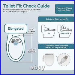 Elongated Smart Toilet Bidet Seat Electric Heated Warm Air Dry Clean Deodorize