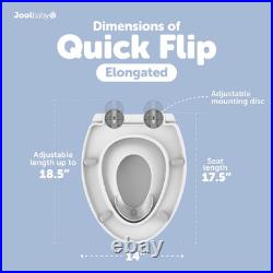Elongated Toddler Toilet Seat Quick Flip Built-In Potty Splash Guard Slow Close