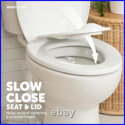 Elongated Toddler Toilet Seat Quick Flip Built-In Potty Splash Guard Slow Close