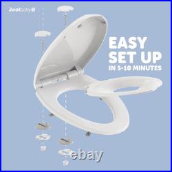 Elongated Toddler Toilet Seat Quick Flip Built-In Potty Splash Guard Slow Close