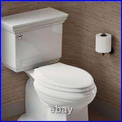 Elongated Toilet Seat Plastic Soft Close Quiet Lid Grip-Tight Hardware White