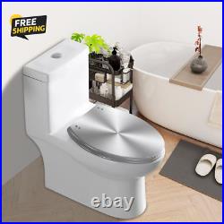 Elongated Toilet Seat Silver Resin Slow Quiet Close with Quick-Release Hinges Elongated Toilet Seat Silver Resin Slow Quiet Close with Quick-Release Hinges