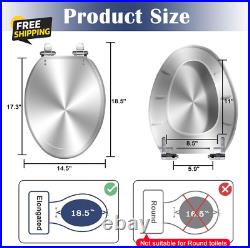 Elongated Toilet Seat Silver Resin Slow Quiet Close with Quick-Release Hinges Elongated Toilet Seat Silver Resin Slow Quiet Close with Quick-Release Hinges