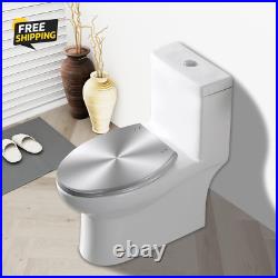 Elongated Toilet Seat Silver Resin Slow Quiet Close with Quick-Release Hinges Elongated Toilet Seat Silver Resin Slow Quiet Close with Quick-Release Hinges