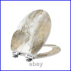Elongated Toilet Seat liquid marble gold Resin Toilet Seat with Quietly Close