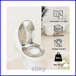 Elongated Toilet Seat liquid marble gold Resin Toilet Seat with Quietly Close