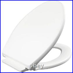 Fremont Slow Close Elongated Closed Front Plastic Toilet Seat in White That Neve