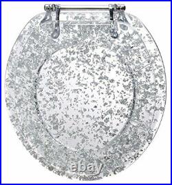 Silver Foil Ginsey Standard Resin Toilet Seat with Chrome Hinges