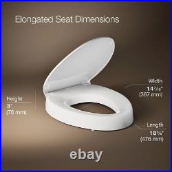 Hyten 3 Height, Elevated Soft Close Elongated Toilet Seat, Contoured Seat wi