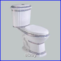 India Reserve Elongated 2 Piece Bathroom Toilet Dual Flush Push Button and Seat