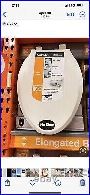 KOHLER 4008-0 Reveal Quiet Close Elongated Toilet Seat, White