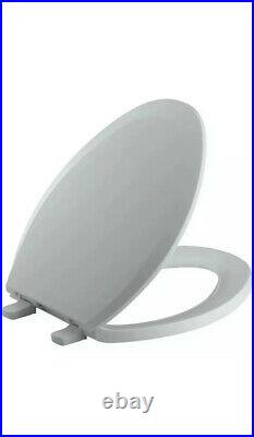 KOHLER Elongated Plastic Toilet Seat Closed Front Quick Release Hinges Ice Grey