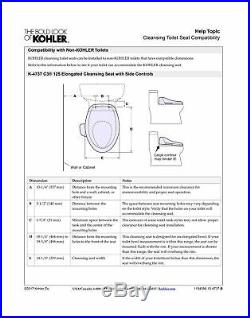 KOHLER K-4737-0 C3 125 Elongated Warm Water Bidet Toilet Seat in White with A