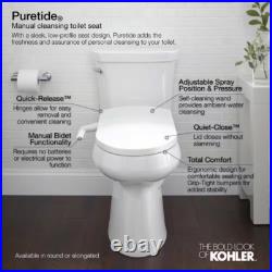 KOHLER Non-Electric Bidet Seat Plastic Elongated Toilet Adjust Water Spray White KOHLER Non-Electric Bidet Seat Plastic Elongated Toilet Adjust Water Spray White