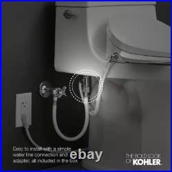 KOHLER Non-Electric Bidet Seat Plastic Elongated Toilet Adjust Water Spray White KOHLER Non-Electric Bidet Seat Plastic Elongated Toilet Adjust Water Spray White