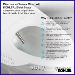 KOHLER Non-Electric Bidet Seat Plastic Elongated Toilet Adjust Water Spray White KOHLER Non-Electric Bidet Seat Plastic Elongated Toilet Adjust Water Spray White