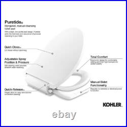 KOHLER Non-Electric Bidet Seat Plastic Elongated Toilet Adjust Water Spray White KOHLER Non-Electric Bidet Seat Plastic Elongated Toilet Adjust Water Spray White