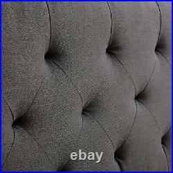 King Size Headboard Modern Upholstered Diamond Tufted Bed Medium Soft Gray New