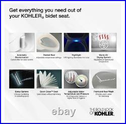 Kohler K-4108-0 C3-230 Elongated Bidet Cleansing Toilet Seat Heated White