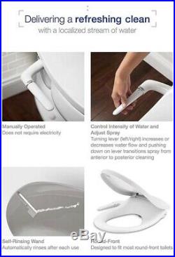 Kohler K-76923-0 Puretide Round Manual Bidet Toilet Seat, White Quiet-Close Lid