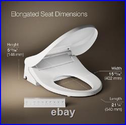 Kohler PureWash E880 Elongated Bidet Toilet Seat With Remote, Warm Water