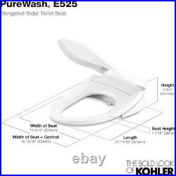 Kohler Purewash E525 Electric Heated Bidet Seat for Elongated Toilets in Biscuit