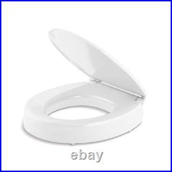 Kohler Round-Front Toilet Seat Plastic High-Rise Elevated Quiet-Close White Kohler Round-Front Toilet Seat Plastic High-Rise Elevated Quiet-Close White