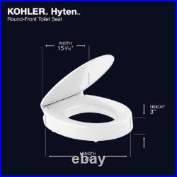Kohler Round-Front Toilet Seat Plastic High-Rise Elevated Quiet-Close White Kohler Round-Front Toilet Seat Plastic High-Rise Elevated Quiet-Close White